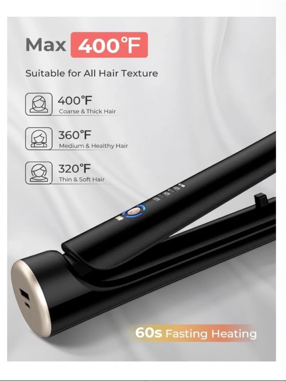Cordless Hair Straightener and Curler 2 in 1 Wireless Rechargeable #RA5